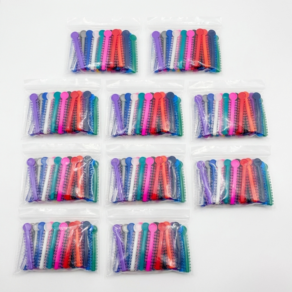 Orthodontic Ligature Ties 1040 pcs – Comfortable, High Elastic, Durable Braces Ties in Gray, Clear, Black, Light Blue & Mixed Colors