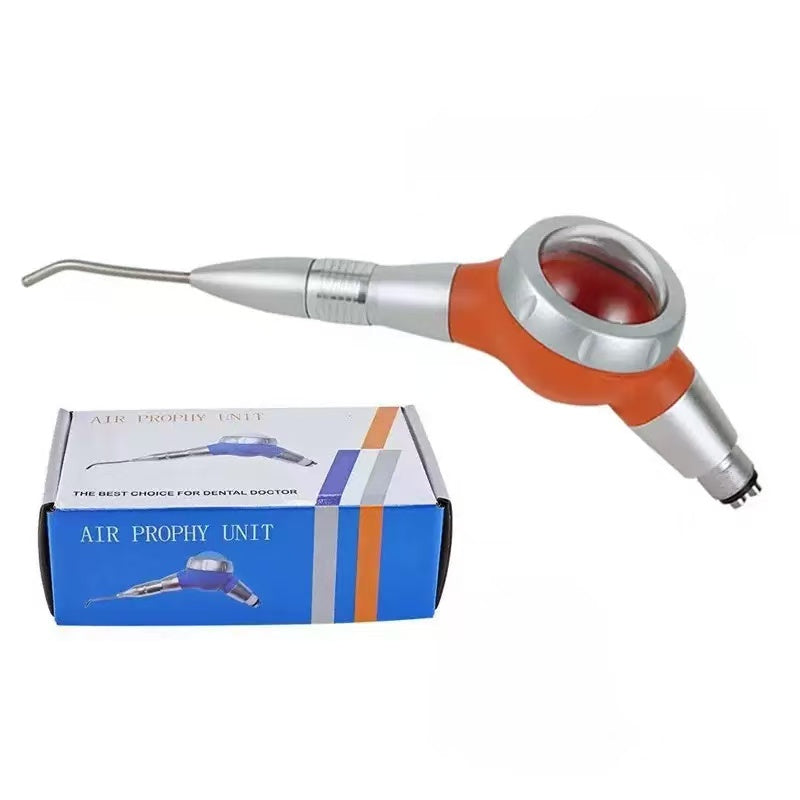 Dental Air Flow Teeth Polisher Handpiece – Prophy Jet Stain Removal with 2/4 Hole Tips, Pneumatic Hygiene Polisher