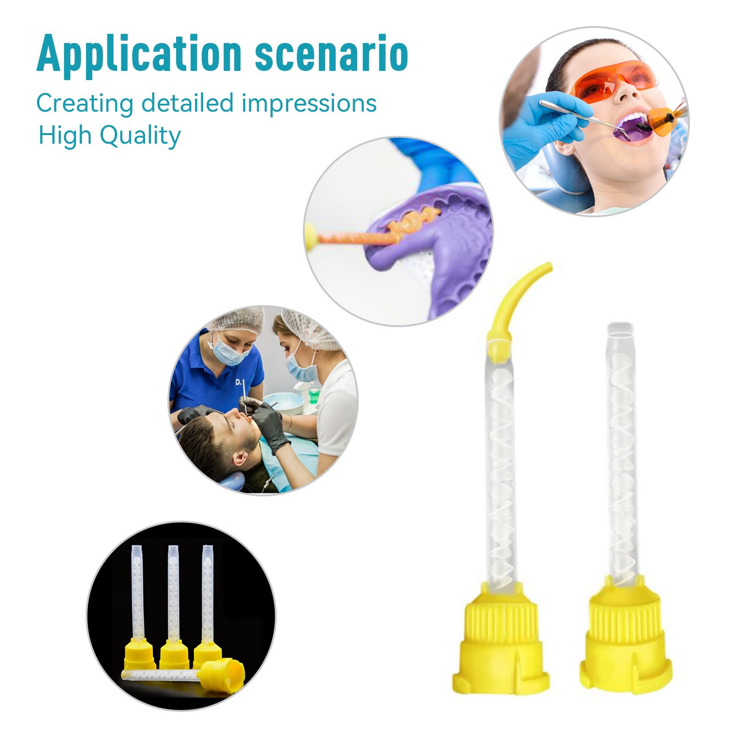 50 pcs/pack Yellow Plastic Impression Mixing Tip