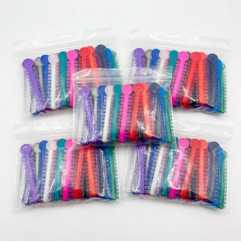 Orthodontic Ligature Ties 1040 pcs – Comfortable, High Elastic, Durable Braces Ties in Gray, Clear, Black, Light Blue & Mixed Colors