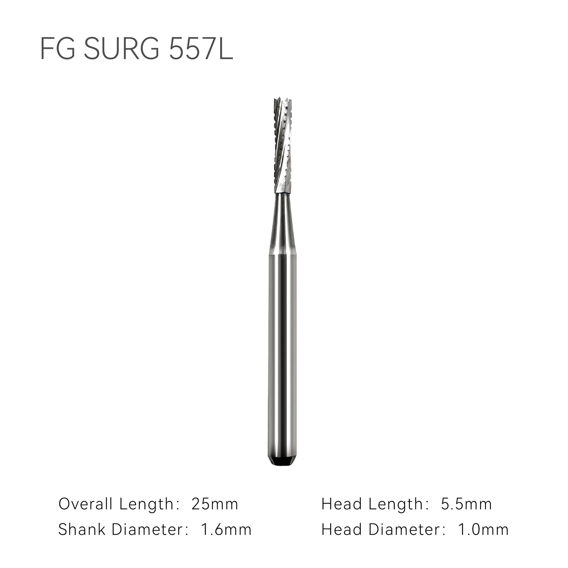 Dental carbide bur FG SURG 557L dimension
