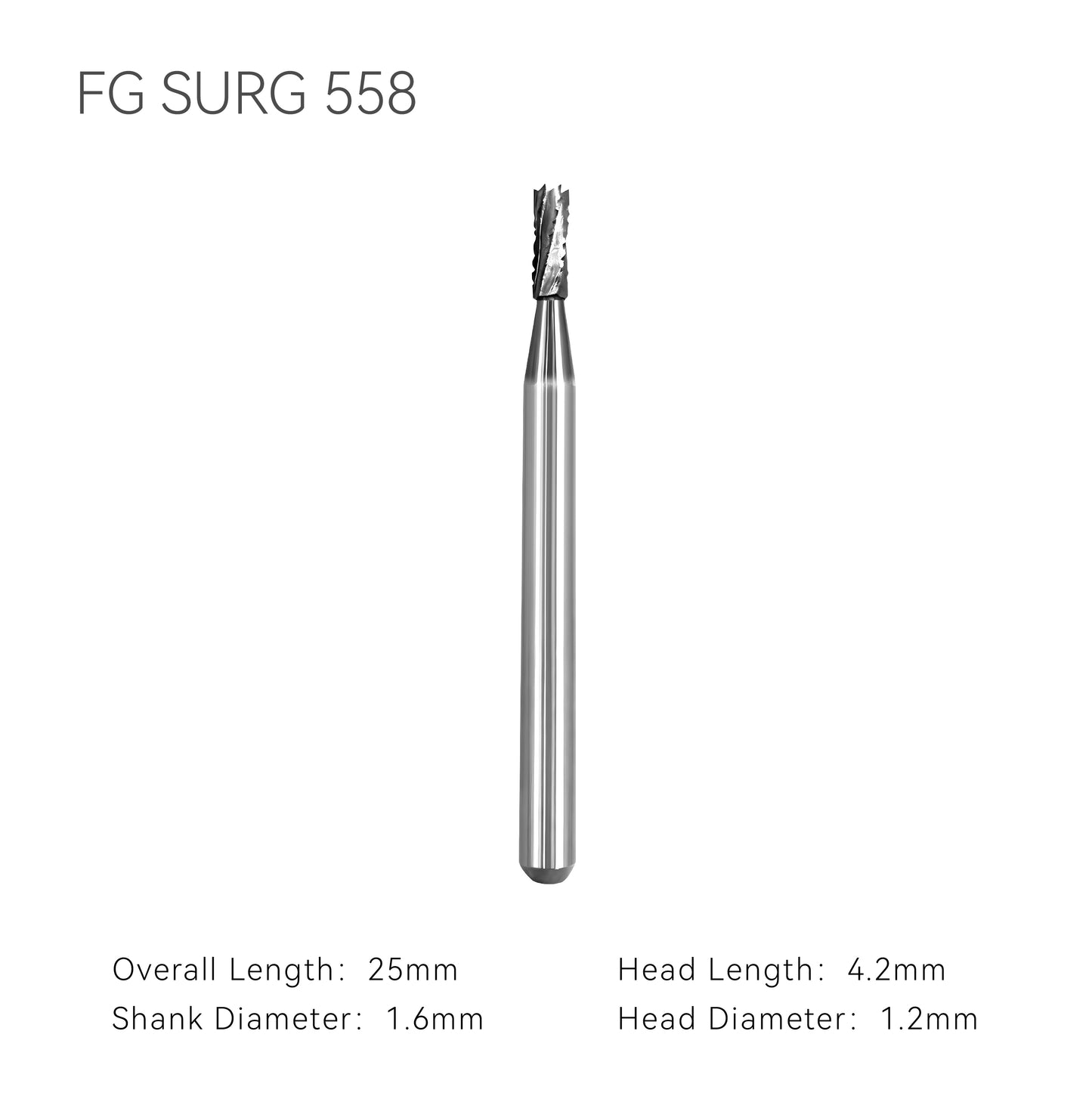 Dental carbide bur FG SURG 558 dimension