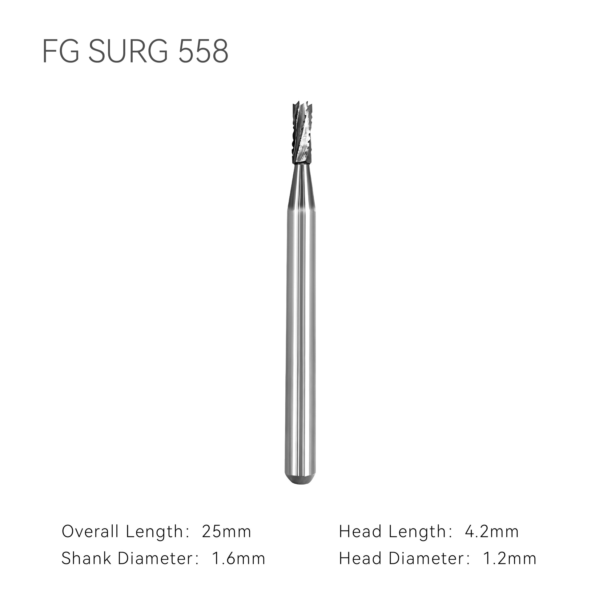 Dental carbide bur FG SURG 558 dimension