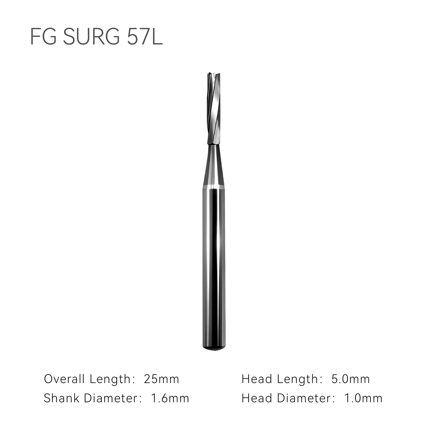 Dental carbide bur FG SURG 57L with dimension