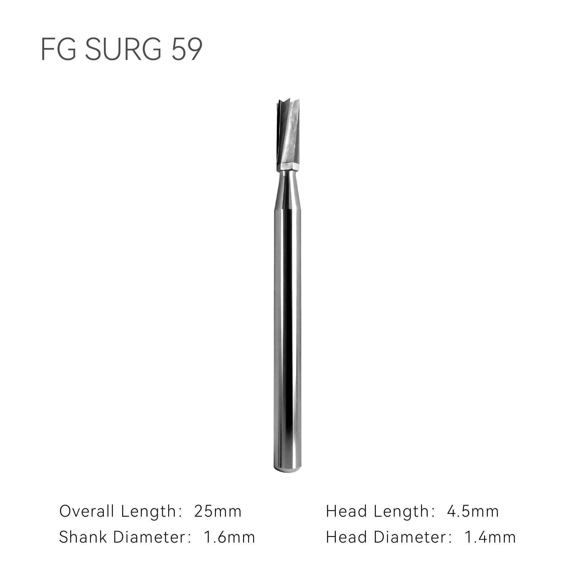 Dental carbide bur FG SURG 59 with dimension