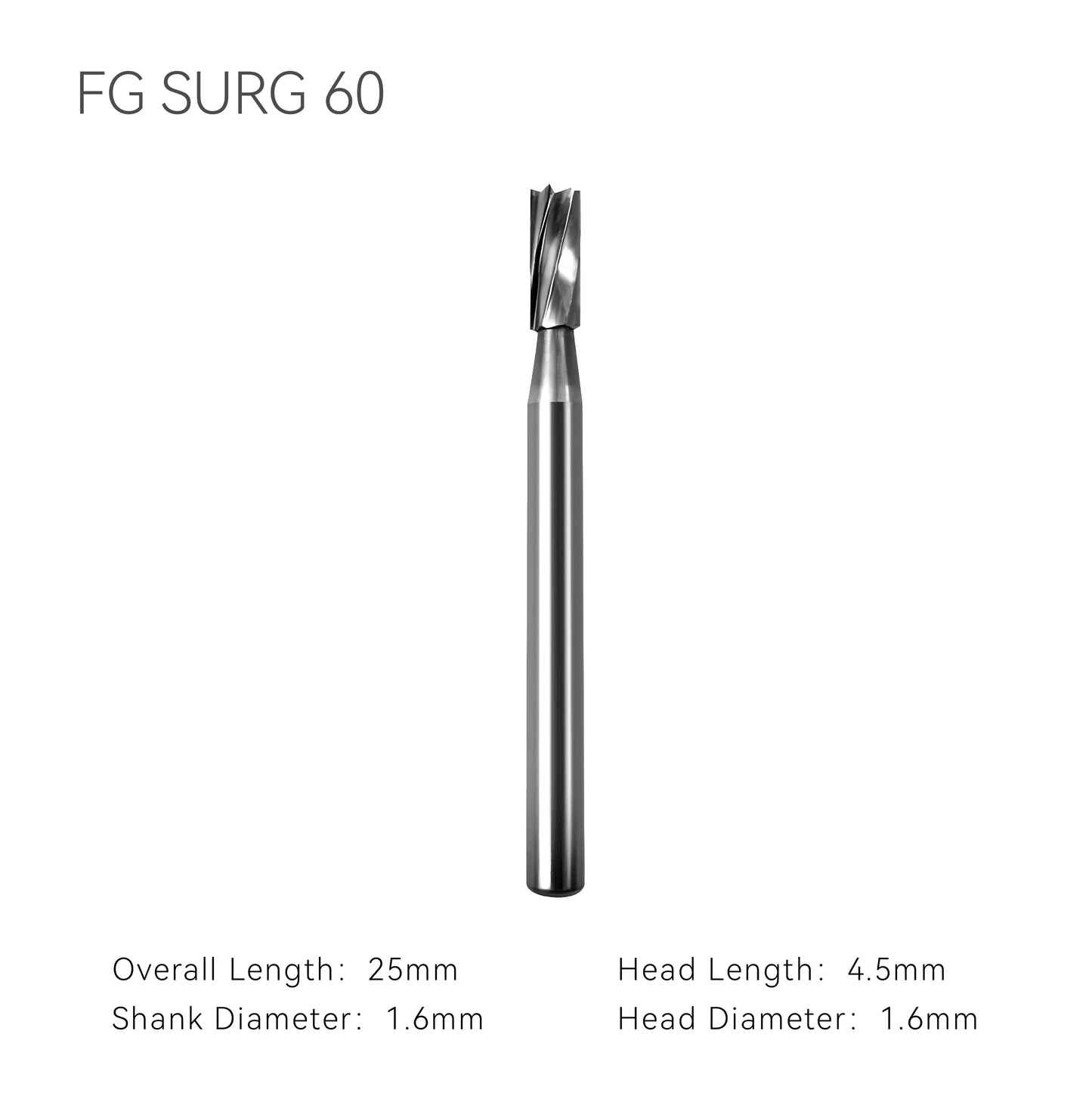 Dental carbide bur FG SURG 60 with dimension