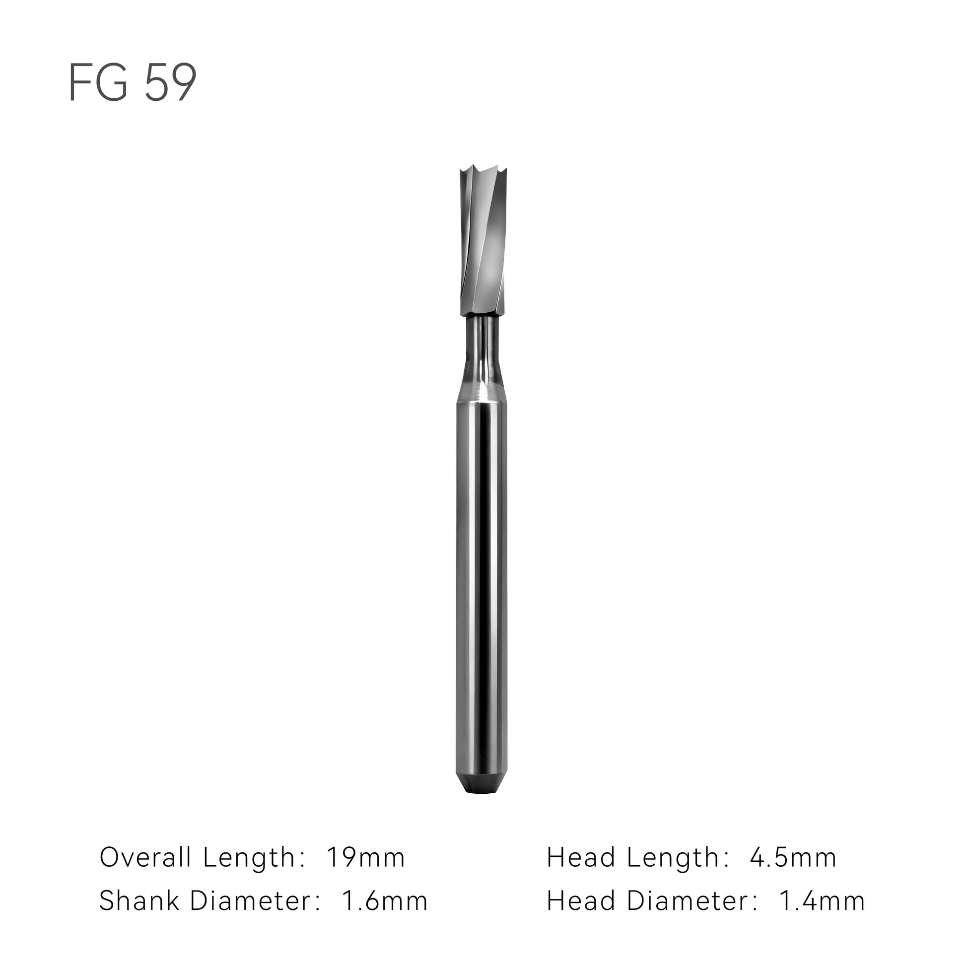 Dentalcar bide bur FG 59 with dimension