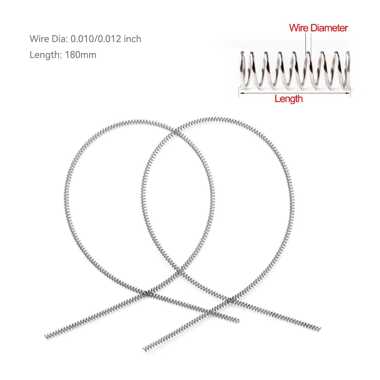 Orthodontic NiTi Open Spring Medium Force 0.010/012 inch – 180 mm, 2 pcs/Pack, Smooth Tooth Alignment, Durable