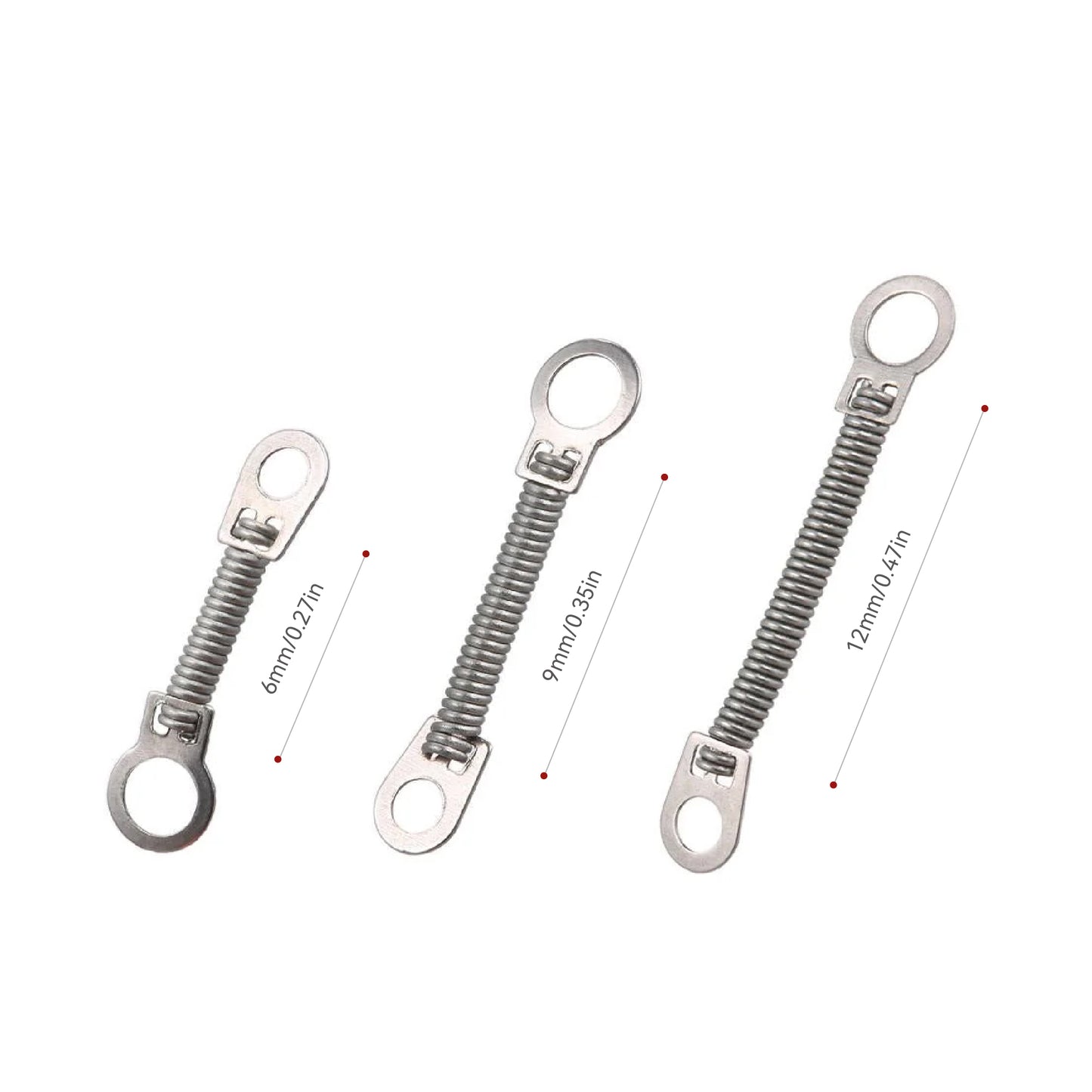 Orthodontic closed spring sizes