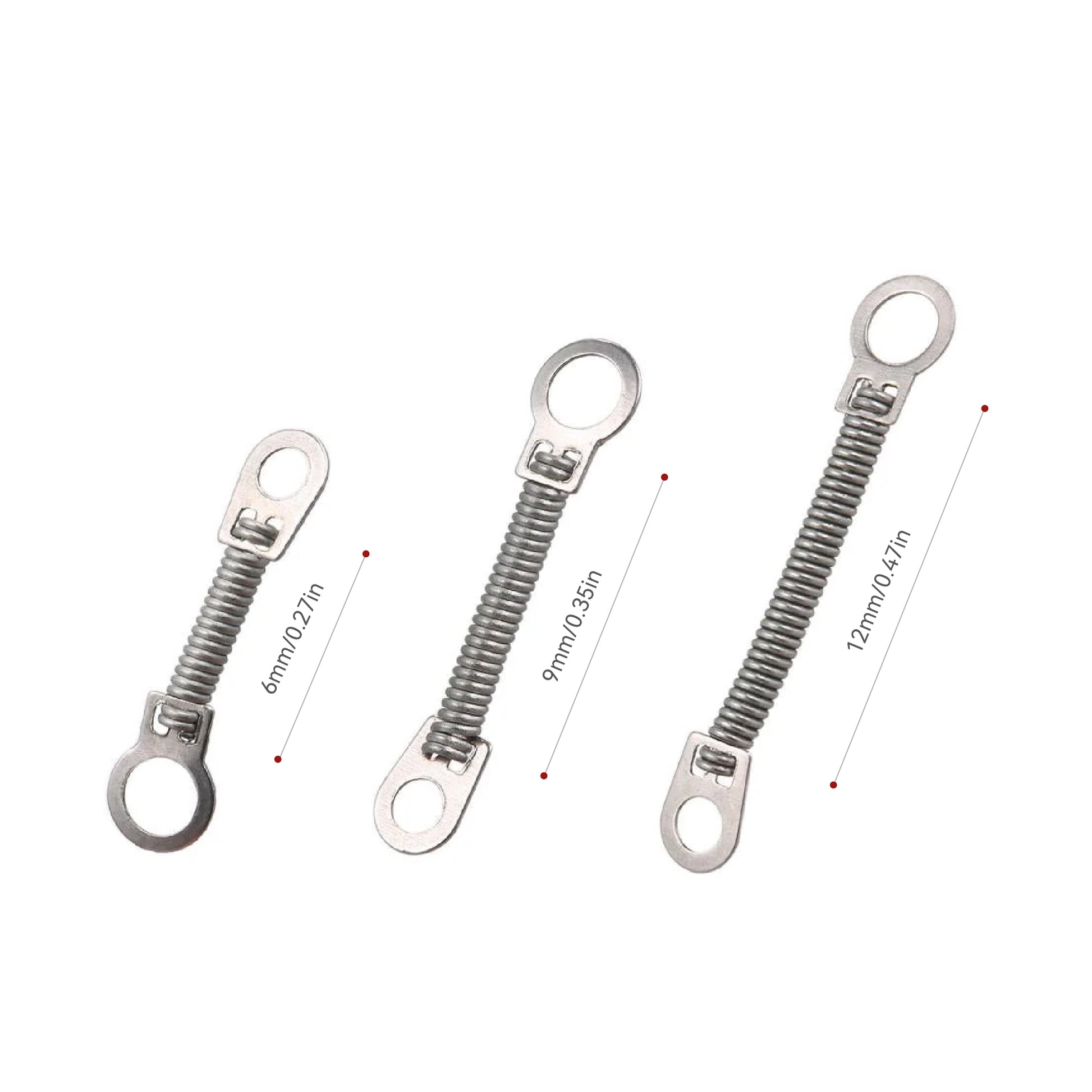 Orthodontic closed spring sizes