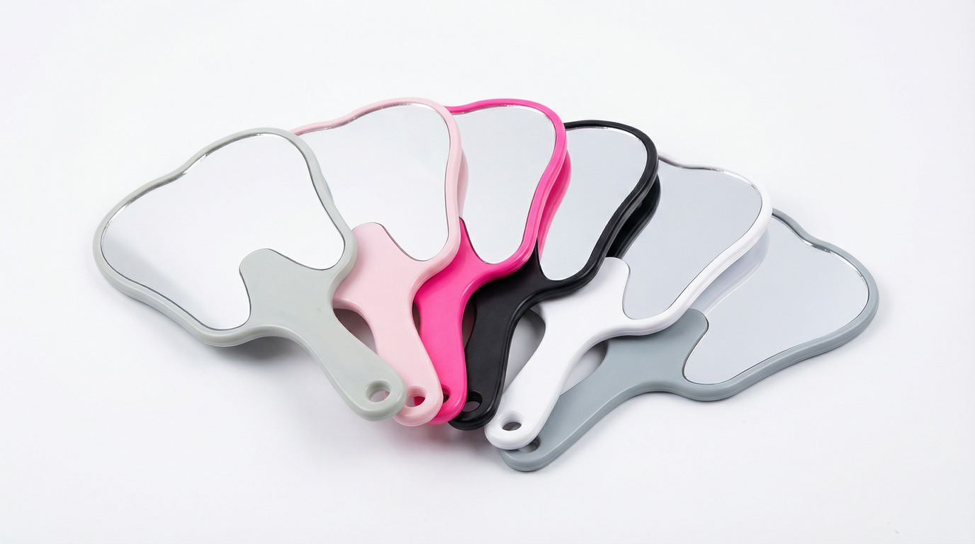 Dental Handheld Mirror Tooth Shape Makeup Mirror 2 pcs