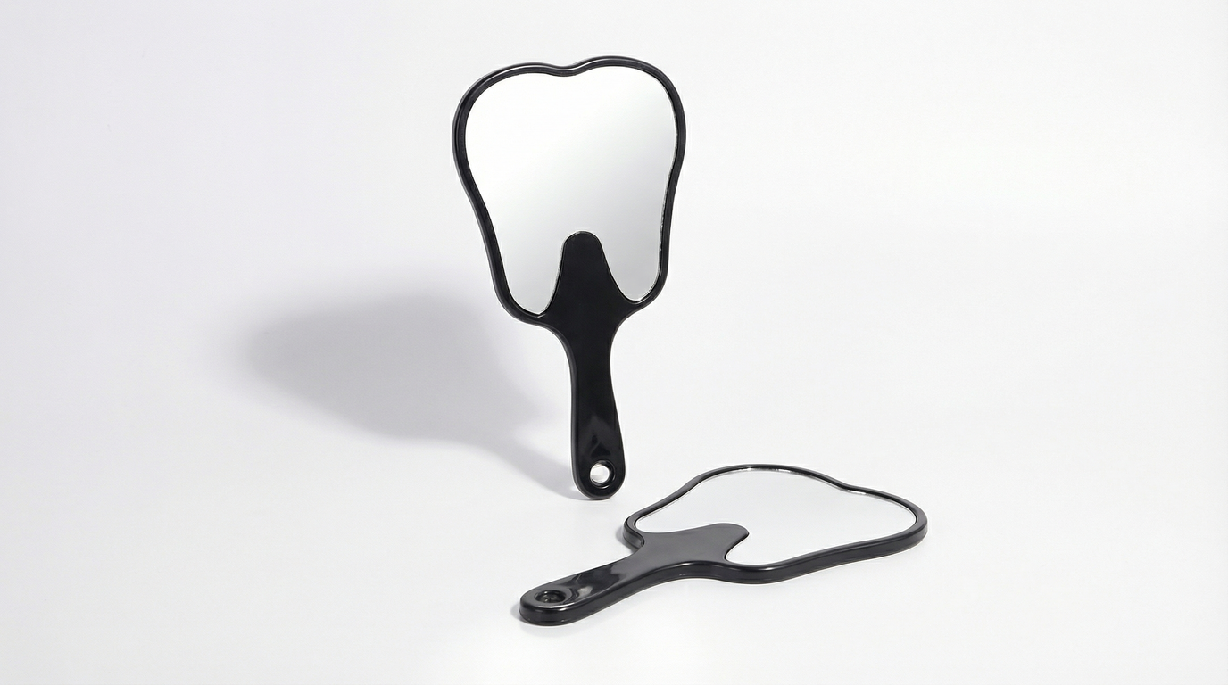Dental Handheld Mirror Tooth Shape Makeup Mirror 2 pcs
