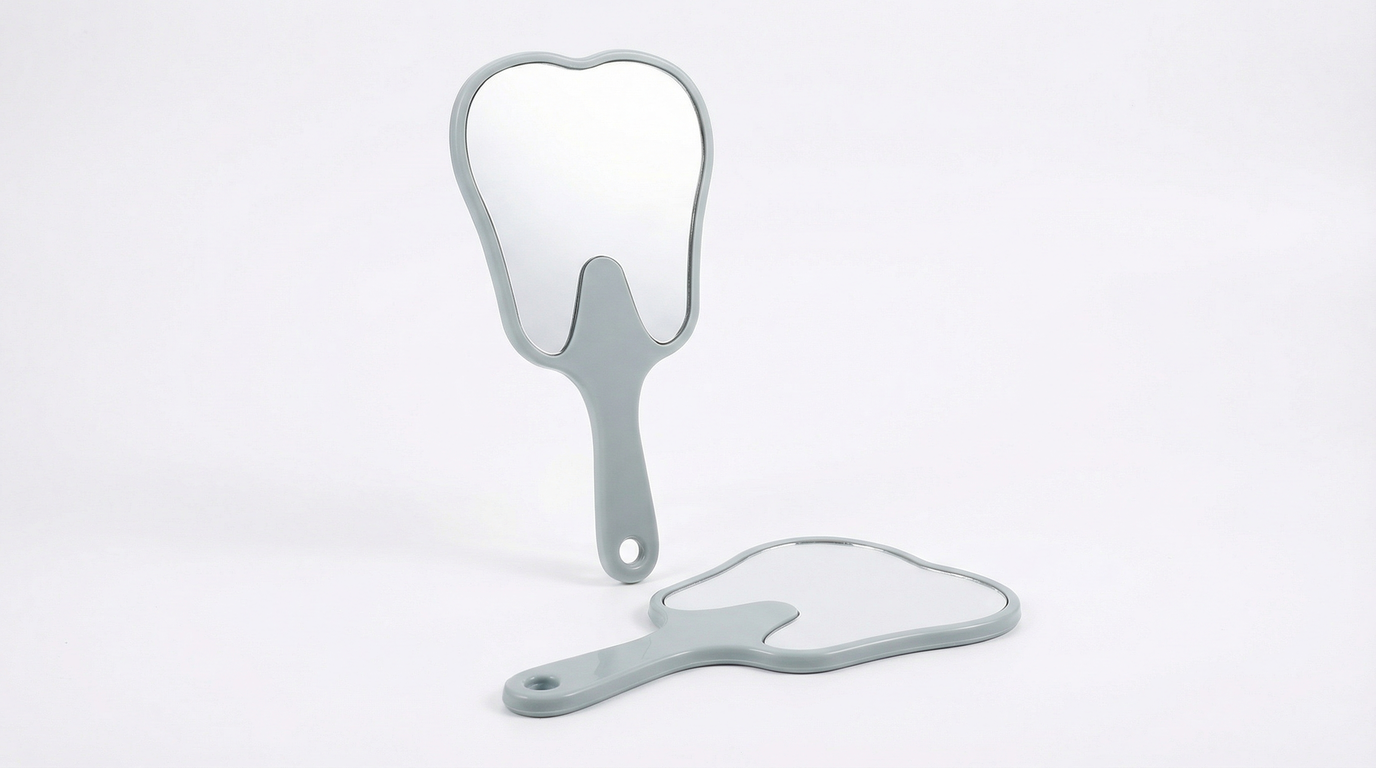 Dental Handheld Mirror Tooth Shape Makeup Mirror 2 pcs