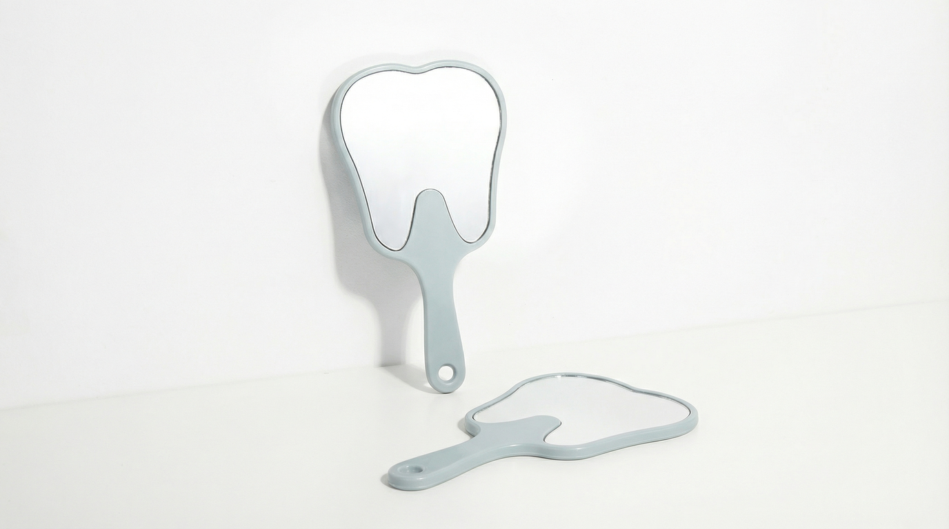 Dental Handheld Mirror Tooth Shape Makeup Mirror 2 pcs