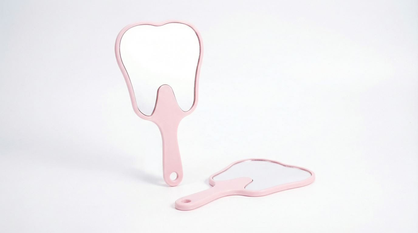 Dental Handheld Mirror Tooth Shape Makeup Mirror 2 pcs