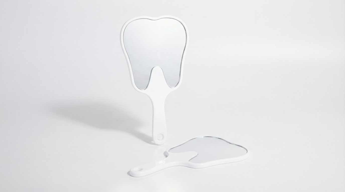 Dental Handheld Mirror Tooth Shape Makeup Mirror 2 pcs